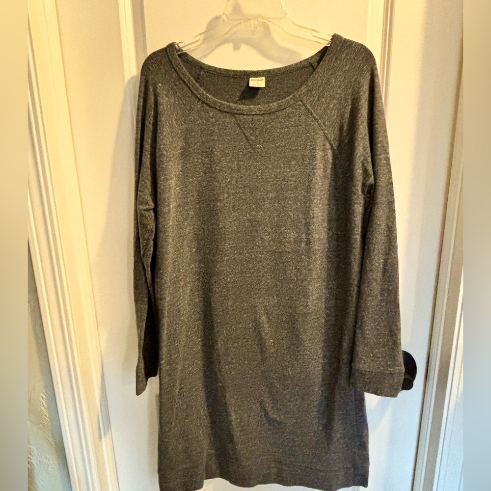 Gray Long Sleeve Mini Dress